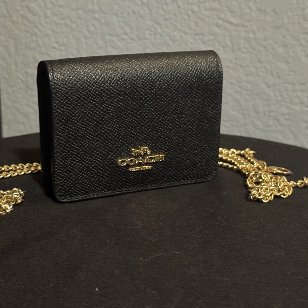 Coach Black Leather Chain Wallet